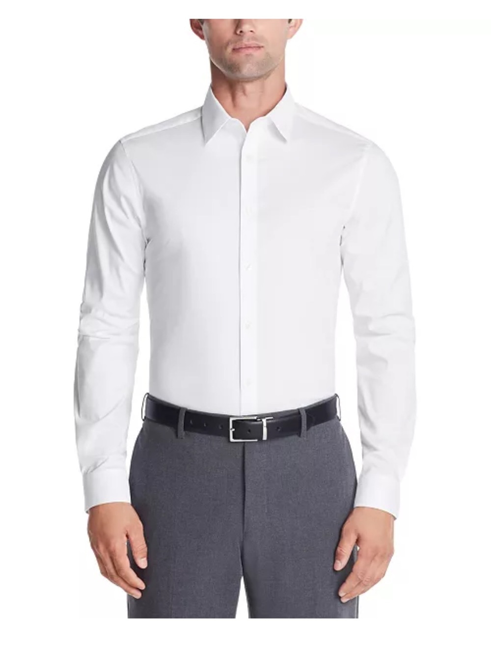 Calvin Klein White Long-Sleeve Dress Shirt - Classic Collar